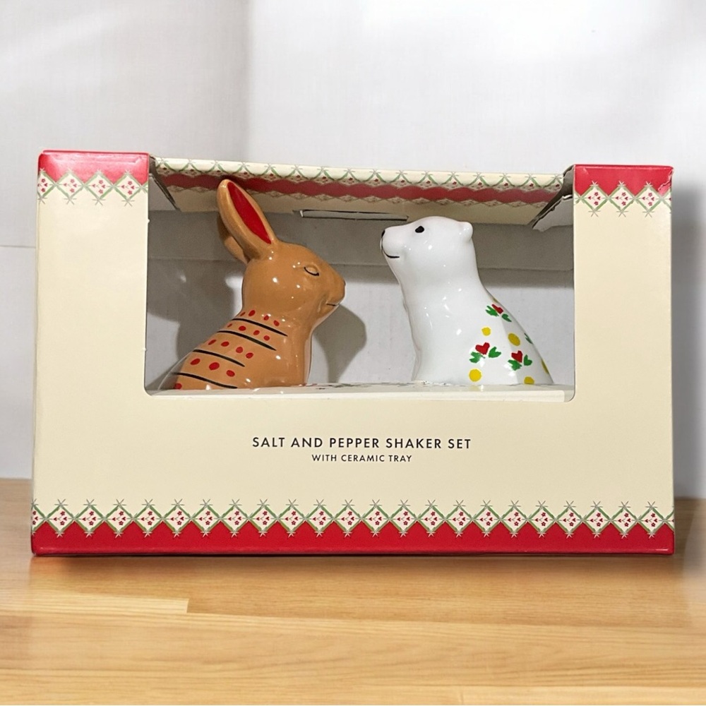Cath Kidston Of London Christmas Salt Pepper Shakers Ceramic Rabbit & Polar Bear